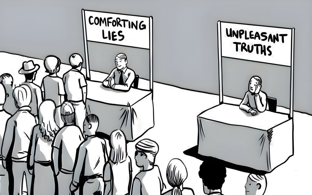 Making Rivers of Blood, Infiltration and Subversion are this easy! Cartoon featuring an ignored truth teller and a popular liar
